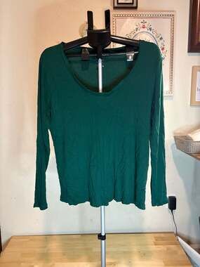 A New Day Women's XXL Ribbed Long Sleeve Scoop Neck T-Shirt in Dark Green